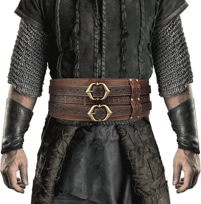 Brede middeleeuwse riem van kunstleer voor LARP en cosplay