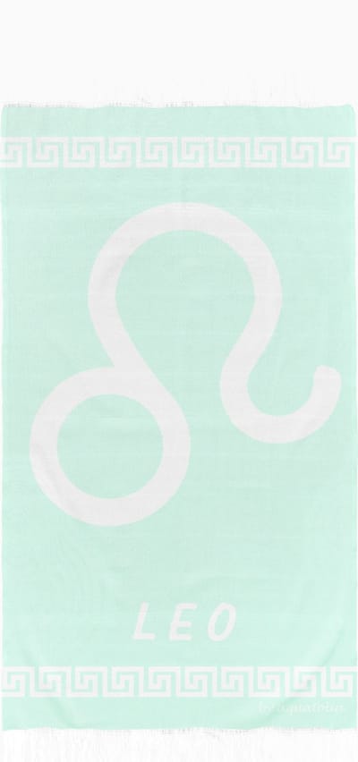 uit Turkije By Aquatolia Hamamdoek Leo Zodiac - 100% Zacht Katoen - Strandlaken - Handdoek - Licht Groen - 100cm x 180cm - Originele hamamdoek uit Turkije