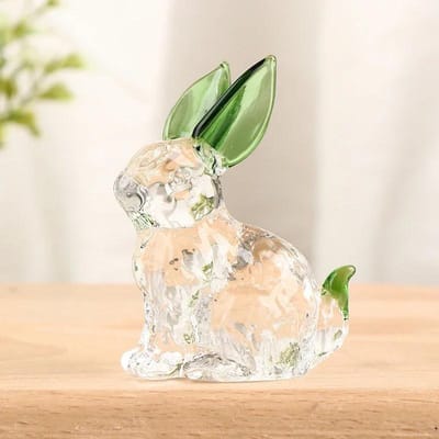 1PC Kristallen Glazen Konijnenbeeld Mascotte Dier Handgemaakte Beeldjes Ornamenten Voor Tuin Huis Woonkamer Kantoor Tafel