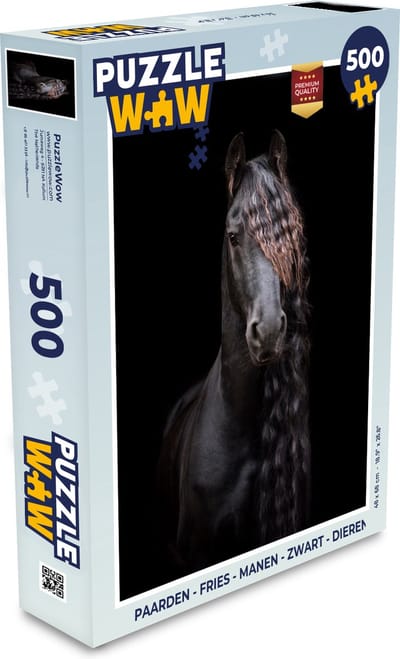Puzzel Paarden - Fries - Manen - Zwart - Dieren - Legpuzzel - Puzzel 500 stukjes