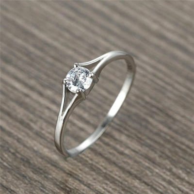Schattige Kleine Ronde Witte Zirkoon Verlovingsringen Voor Vrouwen 925 Sterling Zilver/Roségoud Lab Diamant Ring Vrouwelijke Bruiloftssieraden 9