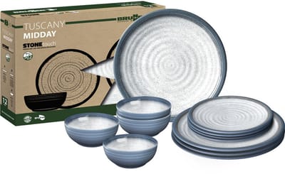 Brunner - Camping Serviesset - Tuscany - Midday - 12 delig - Melamine - Vaatwasserbestendig - BPA-vrij