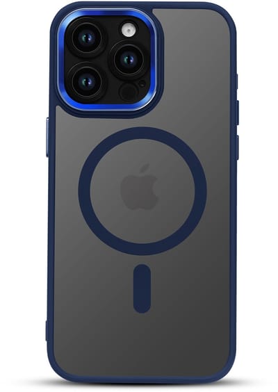 Hoesje Geschikt voor Apple iPhone 12 Pro - Blauwe Color Frame - Casemania Shock Proof Back Cover met Gekleurde Bumper - Geschikt voor MagSafe - Flexibel en Shockproof Hoes met Volledige Camera Bescherming - Val/Stoot-Proof Telefoonhoesje