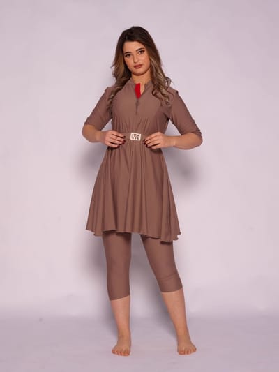 MYKINY BRAND - Semi burkini - Naira - Bruin - Maat L - Waterafstotend