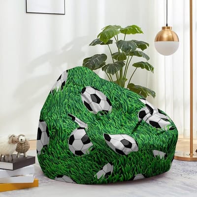 Zitzakhoes - Zitkussenhoes Opbergzak - Ontspannen Lezen Spelen - Wasbare Katoen Linnen - 70x80cm - Groene Weide