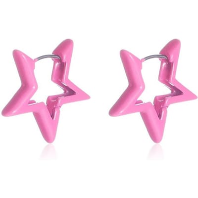1 paar Modieuze Hoepeloorbellen met Sterdesign voor Vrouwen voor Dagelijkse Decoratie one-size pink