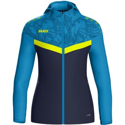 Jako Iconic Jas Met Kap Dames - Marine / Jako Blauw / Fluogeel | Maat: 34