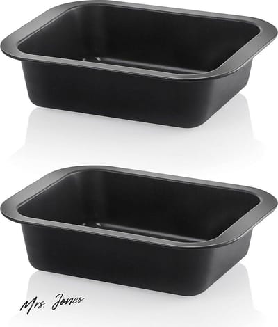Mrs. Jones 2 x kleine en diepe ovenschaal met antiaanbaklaag - ideaal voor lasagne, braadpan en taartplaat - koolstofstaal rechthoekig zwart .