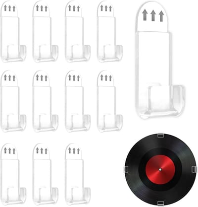 12x Transparante Acryl Muurhouders voor Vinyl Platen - Plakstrips - Album Display Plank