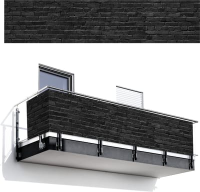 Balkonscherm 500x110 cm - Balkonposter Steenlook - Bakstenen - Grijs - Balkon scherm decoratie - Balkonschermen - Balkondoek zonnescherm