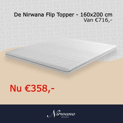 Nirwana Flip Topdekmatras 160x200 - 10 cm - Traagschuim & Koudschuim - Twee Hardheden - Ergonomische Ondersteuning - Luxe Afritsbare Hoes - Geproduceerd in Nederland