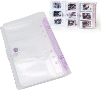 Fotokaart Binder - Verzamelalbum Kaarten - Momenten Bewaren - 120 Transparante Vakjes - 6 Ring - Paars