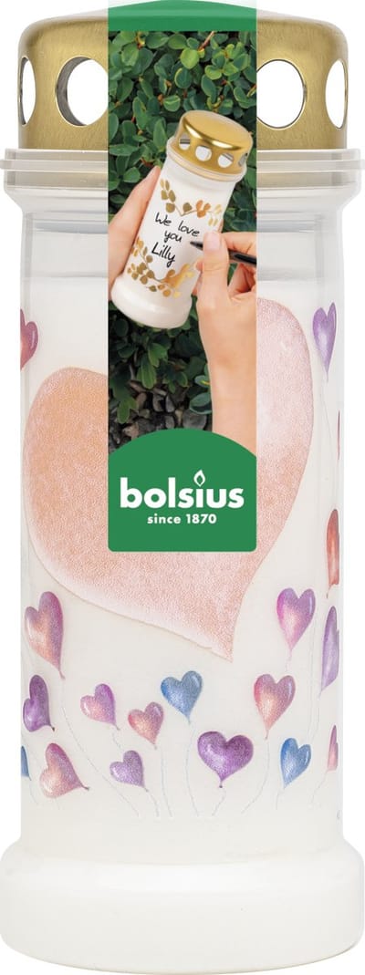 Bolsius - Note from the Heart - Herdenkingslicht - Met deksel - Ballonnen - 70 branduren