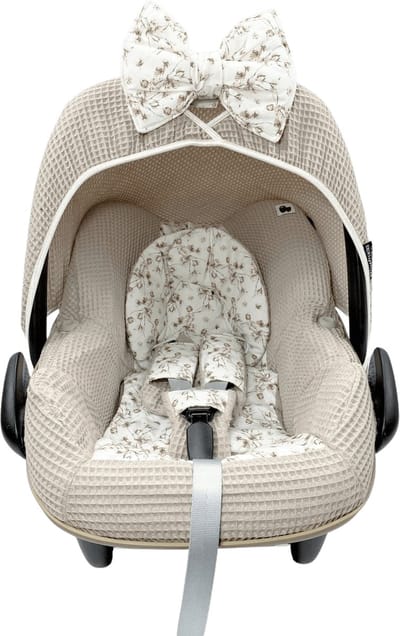Wazzhappening - Autostoelhoes set Kato - taupe - wafel - geschikt voor Maxi Cosi Pebble standaard