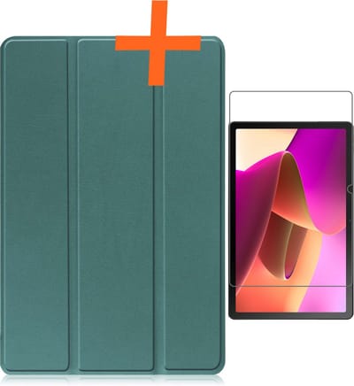 Hoesje - Geschikt voor Lenovo Tab M10 (3e / 3rd generatie) - Met Screenprotector - Trifold Bookcase - Hard Cover - Hardcover Book Case - Tablet Hoes - Donkergroen