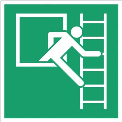 Noodraam vluchtladder rechts bord – E016B | gecoat dibond materiaal | 10 x 10 cm