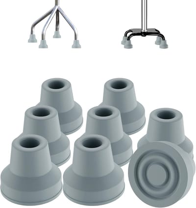 Wandelstok Dopjes - Antislip Rubber - Extra Grip - Zware Last - 1/2 Inch - Grijs
