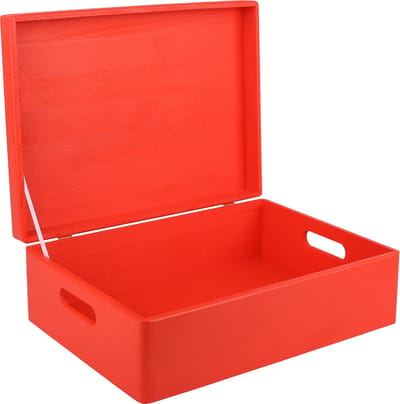 Creative Deco XL Houten Opbergkist Rood – 40x30x14cm – Met Deksel, Handvat