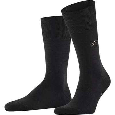 FALKE Airport X-Mas Calculation gedessineerd wol katoen sokken heren zwart - maat 39-40