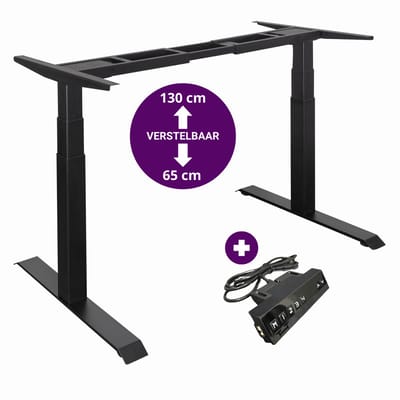 CityLine Elektrisch zit-sta bureauframe - Arbo geschikt (NEN) - Professionele uitvoering met dubbele motor - Zwart - 140kg draagkracht - Geschikt voor bureaublad tot 80 x 200 cm - memory bediening met usb laadfunctie