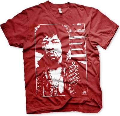 Jimi Hendrix Heren Tshirt -S- Distressed Rood