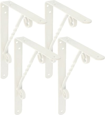 AMIG Plankdrager/steun/beugel Decoratief - 4x - metaal - wit - H150 x B125 mm - Tot 145 kg - boekenplank steunen