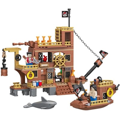 Hoge Kwaliteit Middeleeuwse Hoge Kwaliteit Pirateneiland Hoge Kwaliteit Fort Hoge Kwaliteit Bouwverzameling kit - Hoge Kwaliteit Met Hoge Kwaliteit Schip no box