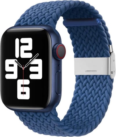 By Qubix - Geschikt voor Apple Watch bandje - Braided nylon bandje - Blauw - Geschikt voor Apple Watch 44mm / 45mm / 46mm / 49mm (Ultra 1,2 en 3) - nylon - bandje iWatch