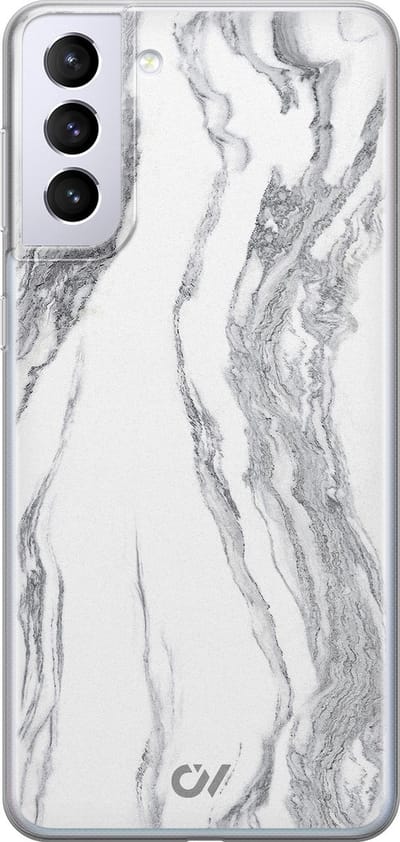 Hoesje geschikt voor Samsung Galaxy S21 hoesje - Marble Ivory - - Grijs - - Casevibes