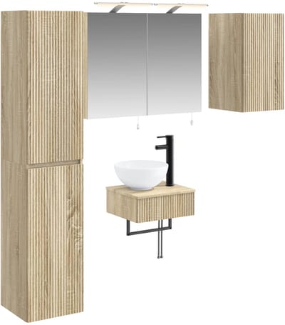 vidaXL Badkamermeubelset 5 st Sonoma Eiken Bewerkt hout en glas