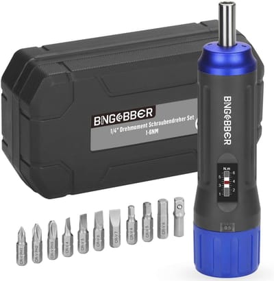 Momentsleutel en Schroevendraaier Set 1/4" - 1-6NM, 12 Stuks Nauwkeurige Bits Set