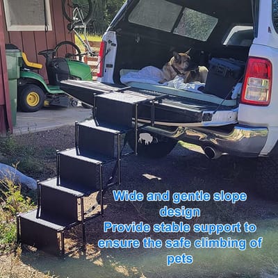 Honden auto trap - Hondenoprit opvouwbaar - Gemakkelijk in auto - 5 brede treden - Tot 50 kg - Zwart