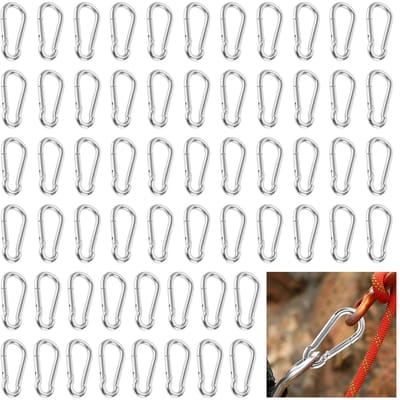 60 stuks karabijnhaken, 6 x 60 mm, verzinkt karabijnhaken voor sleutelhanger, camping
