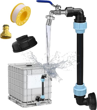Gooseneck Tap met 3/4 Inch Aansluiting voor IBC Tank, Ideaal voor Gemakkelijk Vullen van Gieter en Wateropslag, Accessoires voor Regenwater en Waterbarrels