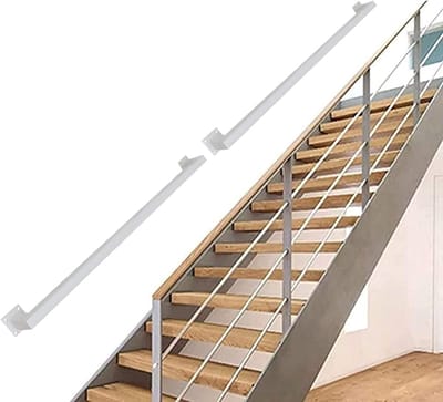 Trapleuning Set - Metalen Handrail - Veilig Traplopen - Corrosiebestendig Gegalvaniseerd - 240cm Lengte - Wit