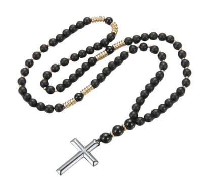 Rozenkrans- zwart -goudkleur-natuursteen-Charme Bijoux