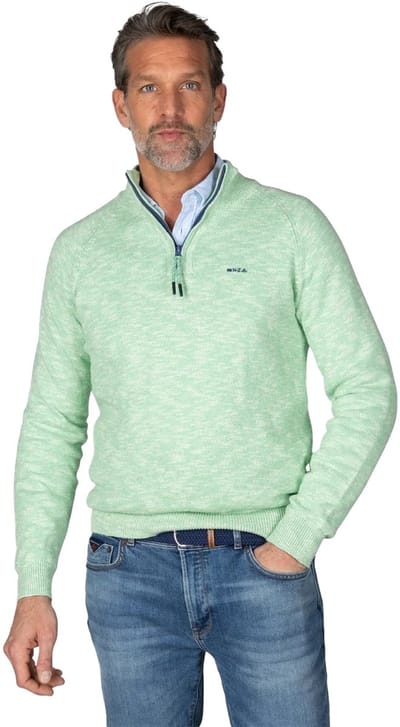 trui New Zealand Baylon half zip trui groen katoen