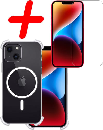 Hoesje Met Screenprotector - Geschikt voor Apple iPhone 14 Plus - Magsafe Compatible - Sterk & Shockproof - Back Cover - Shock Proof Case - Telefoon Hoes - Transparant