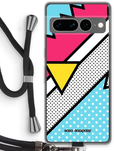 Case Company® - Hoesje met koord geschikt voor Google Pixel 7 Pro hoesje met Koord - Pop Art #3 - Telefoonhoesje met Zwart Koord - Bescherming aan alle Kanten en Over de Schermrand