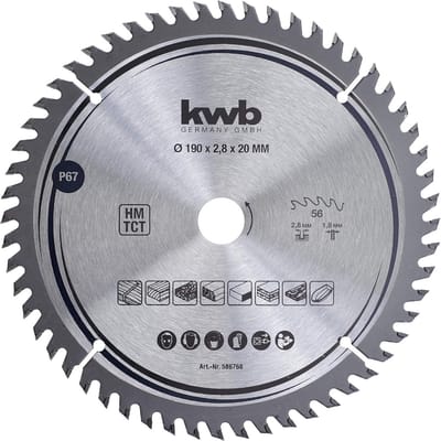 Cirkelzaagblad voor hout en hardhout - 190 mm - 56 tanden - fijne sneden