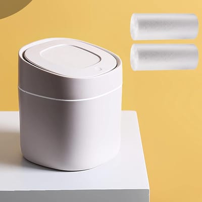 Mini Prullenbak - Afvalmand Deksel - Bureaublad Opruimen - Pop-up Deksel Ontwerp - 2 Liter Capaciteit - Grijs