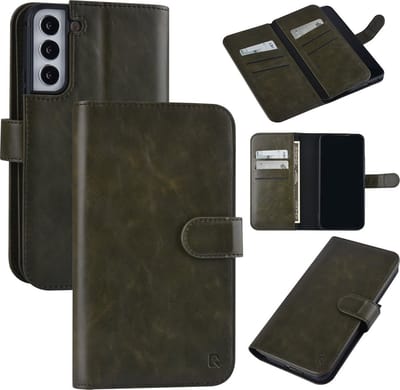 UNIQ Accessory Groen Kunstleer Book Case Telefoonhoesje voor Samsung Galaxy S22 Plus, Beschermt Telefoon Perfect.