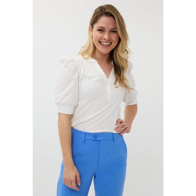 EsQualo Top Wide Rib Woven Sleeve Off White Größe: S | Blusen Outlet | Damen | Weiß