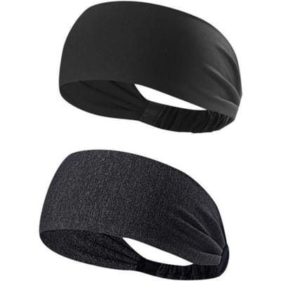 2 Stuks Sport Polyester Vezel Hoofdbanden Unisex Elastisch Zweetabsorberend Antislip Hoofdbanden voor Hardlopen Sport Reizen black