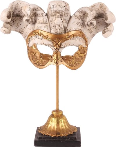 Baroque - Decoratief beeld of figuur - Masker op Voet 28 cm - Goud - Resin - 28x23x10 - Polyresin