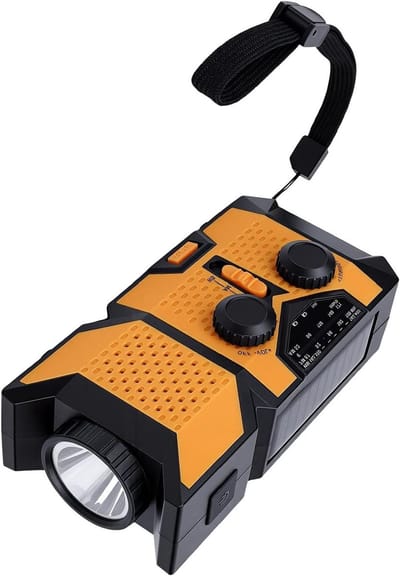 Noodradio - Weer radio - Buiten activiteiten - Drievoudige stroombron - 14x7x4.5 cm - Oranje
