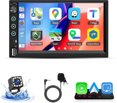 Hexinex - 2DIN Carplay Autoradio - met Draadloze Carplay Android Auto - 7 inch IPS Scherm - Achteruitrijcamera