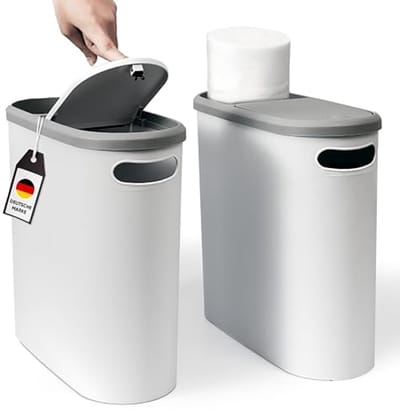 Ruimtebesparende vuilnisemmer met deksel en persfunctie - 10 liter afvalemmer voor badkamer, keuken en slaapkamer