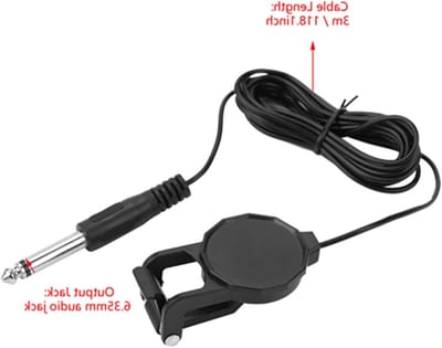 Clip-on Microfoon voor Viool, Erhu en Akoestische Gitaar - 3m Audiokabel en 6.35mm Jack voor Heldere Geluidsopname