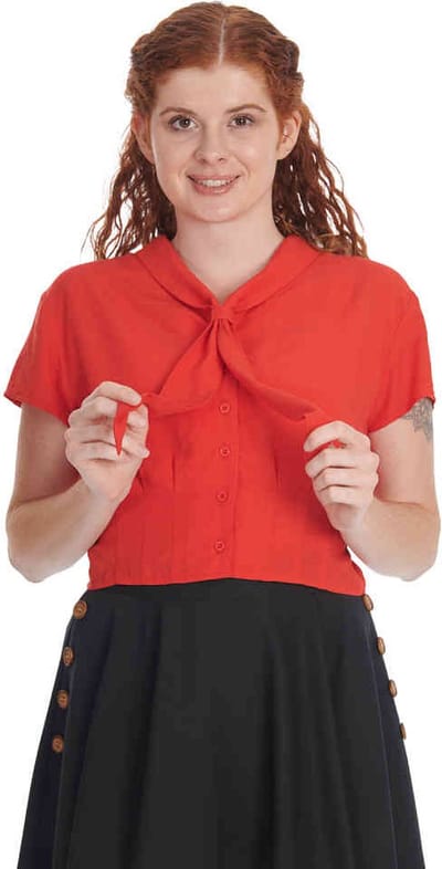 Banned Blouse -S- Summer Ahoy Rood